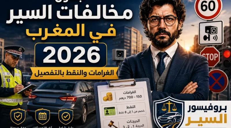 مخالفات السير في المغرب 2026 الغرامات والنقط